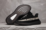 Yeezy 350 V2 Black and Cream Knit Sneakers