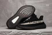 Yeezy 350 V2 Black and Cream Knit Sneakers