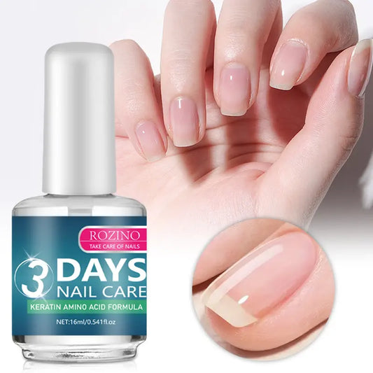 ROZINO 3-Day Nail Treatment | Keratin Amino Acid Formula | Quick-Dry, High-Shine & Scratch-Resistant | 16ml