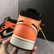 Air Jordan 1 Mid Shattered Backboard Sneakers, Black and Orange
