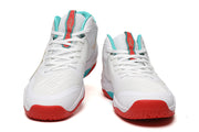 ASICS White and Aqua Indoor Court Sneakers
