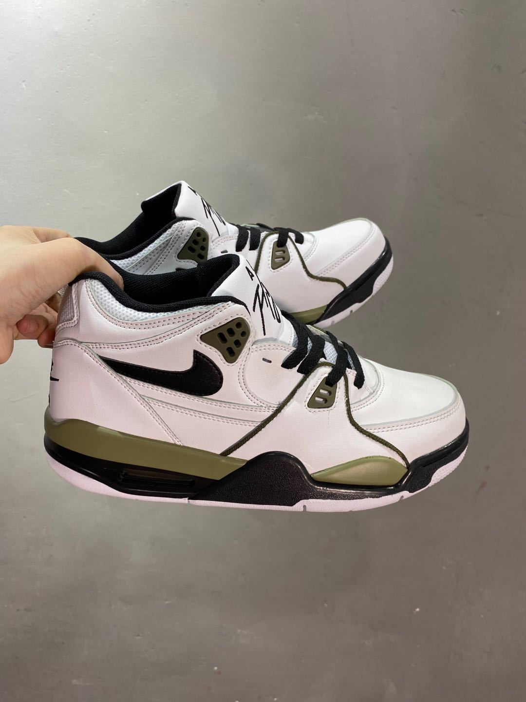 Nike Air Flight 89 Sneakers White Olive Green