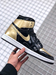 Air Jordan 1 High Gold Toe Black and Gold Sneakers