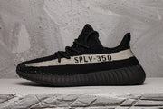 Yeezy 350 V2 Black and Cream Knit Sneakers